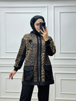 7083-Payet Detaylı Leo Takım-Siyah