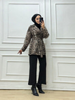 7369-Leopar Ceket-Krem