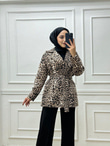 7369-Leopar Ceket-Krem
