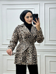 7369-Leopar Ceket-Krem