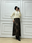 7689-Leopar Saten Etek-Siyah