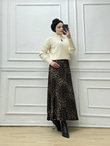 7689-Leopar Saten Etek-Siyah