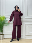 7930-Pantolon Takım-Bordo