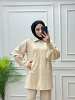 7930-Pantolon Takım-Krem