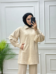7930-Pantolon Takım-Krem