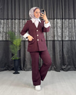 9338-Pantolon Takım-Bordo