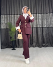 9338-Pantolon Takım-Bordo