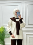 9532-Selin Triko Takım-Acı Kahverengi