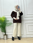 9532-Selin Triko Takım-Beyaz