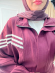 Br5570-Çizgili Spor Takım-Mürdüm