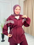 Br5570-Çizgili Spor Takım-Mürdüm