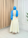 Bx6791-Fiyona Keten Elbise-Mavi