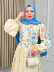 Bx6791-Fiyona Keten Elbise-Mavi