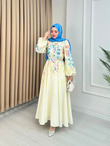 Bx6791-Fiyona Keten Elbise-Mavi