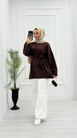 Dx0585-Asya Tunik-Koyu Kahverengi