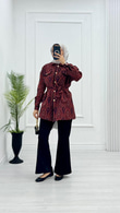 Dx1564-Etnik Desen Takım-Bordo