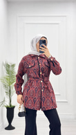 Dx1564-Etnik Desen Takım-Bordo