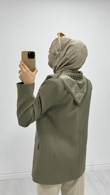 Dx2126-Şal Aksesuarlı Ceket-Haki