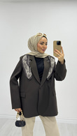 Dx2126-Şal Aksesuarlı Ceket-Kahverengi