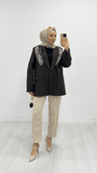 Dx2126-Şal Aksesuarlı Ceket-Kahverengi