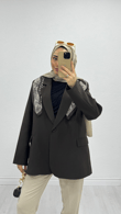 Dx2126-Şal Aksesuarlı Ceket-Kahverengi