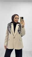Dx2126-Şal Aksesuarlı Ceket-Krem