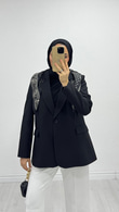 Dx2126-Şal Aksesuarlı Ceket-Siyah