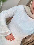Ed6798-Desenli Vual Elbise-Beyaz