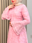 Ed6798-Desenli Vual Elbise-Pembe