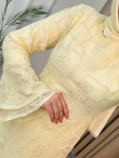 Ed6798-Desenli Vual Elbise-Sarı