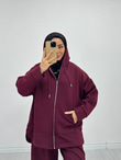Ex0000-Kapüşonlu Takım-Bordo