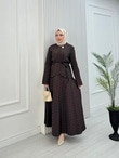 Fd3431-Kayra Etekli Takım-Kahverengi
