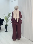Fx5363-Ahu Vual Pantolonlu Takım-Bordo