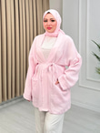 Gb0012-Müslin Kimono-Açık Pembe