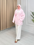 Gb0012-Müslin Kimono-Açık Pembe