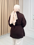Gb0012-Müslin Kimono-Koyu Kahverengi