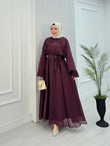 Gw2560-Lisa Vual Maxi Elbise-Mürdüm