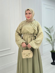 Gw2560-Lisa Vual Maxi Elbise-Yeşil