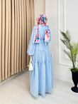 Gw5301-Soft Romance Elbise-Mavi