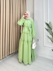 Gw5301-Soft Romance Elbise-Yeşil