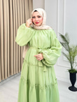 Gw5301-Soft Romance Elbise-Yeşil