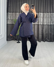 Gx1078-Bağlamalı Ceket-Lacivert