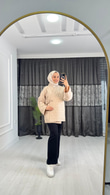 Gx1078-Bağlamalı Kapitone Ceket-Krem