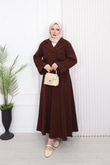 Gx1952-Krep İkili Trençkot&Etek Takım-Kahverengi