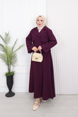 Gx1952-Krep İkili Trençkot&Etek Takım-Mürdüm