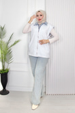 Hm8879-Taşlı Denim Yelek-Açık Mavi