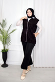 Hm8879-Taşlı Denim Yelek-Siyah