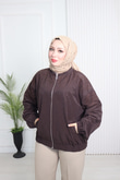 Hz4392-Ravella Taşlı Bomber Ceket-Kahverengi