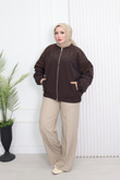 Hz4392-Ravella Taşlı Bomber Ceket-Kahverengi