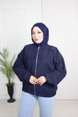 Hz4392-Ravella Taşlı Bomber Ceket-Lacivert